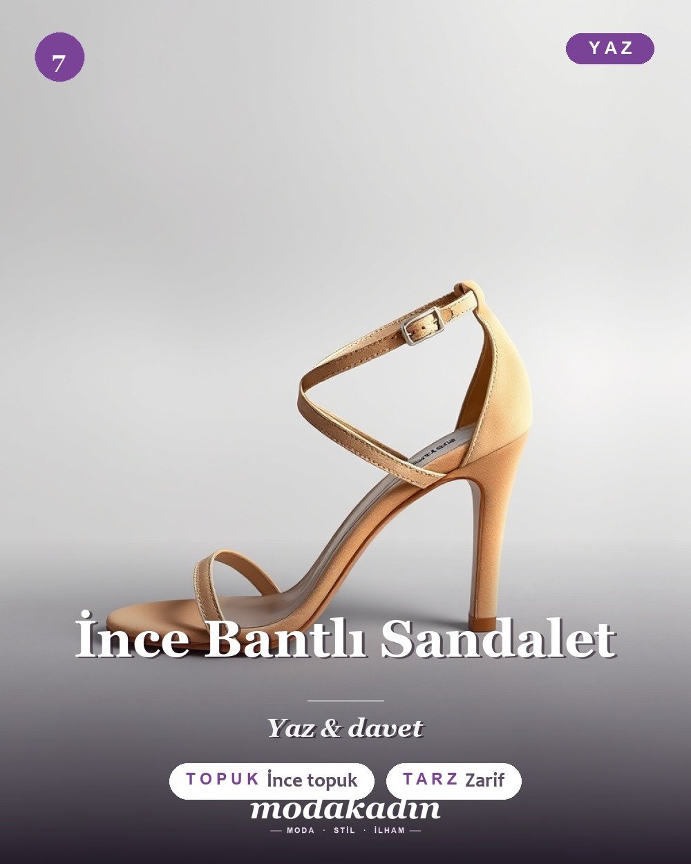 İnce bantlı sandalet ayakkabı modeli, bej