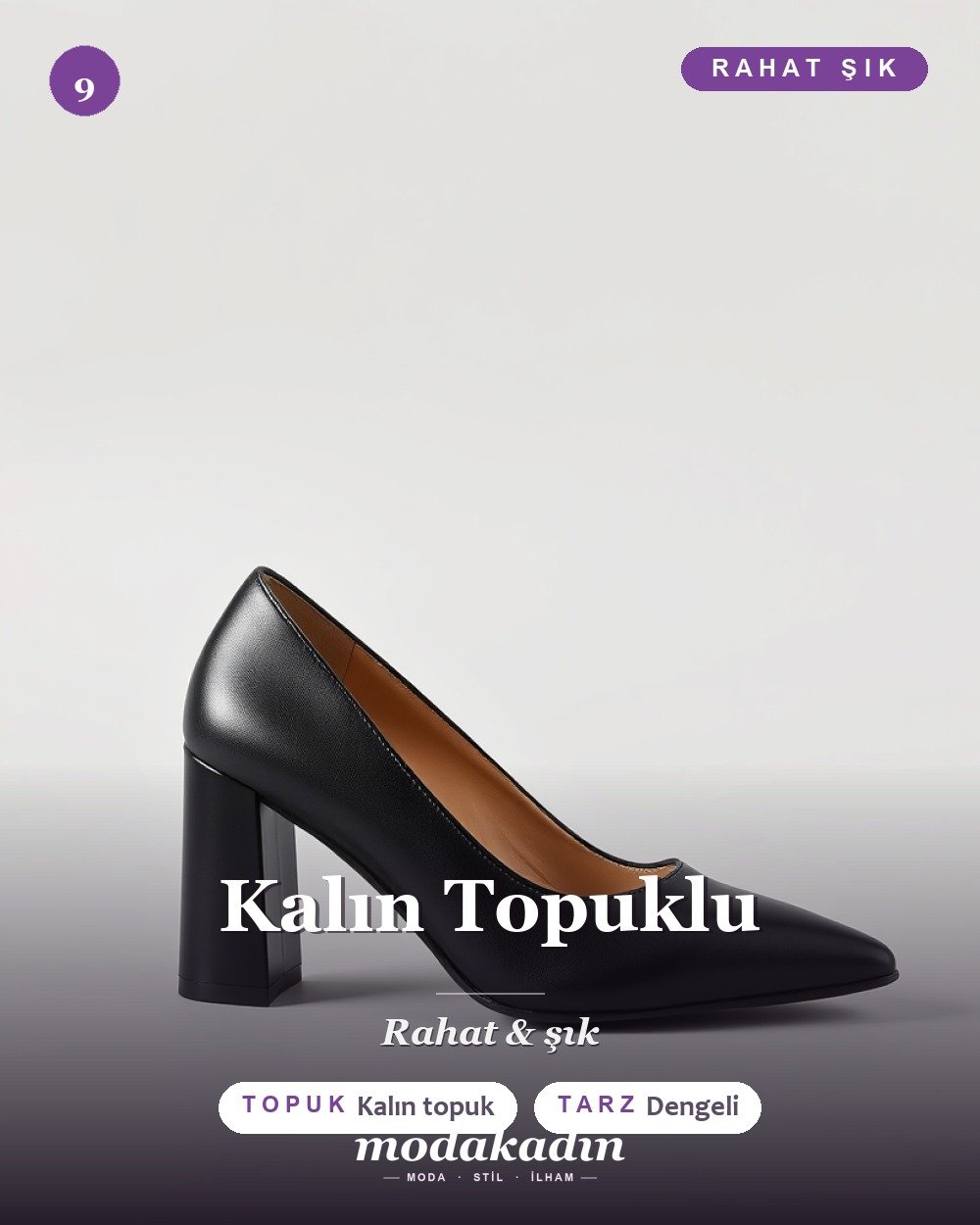 Kalın topuklu ayakkabı modeli, siyah