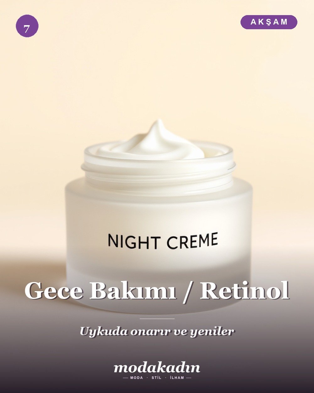Cilt bakım rutininde gece bakımı ve retinol adımı