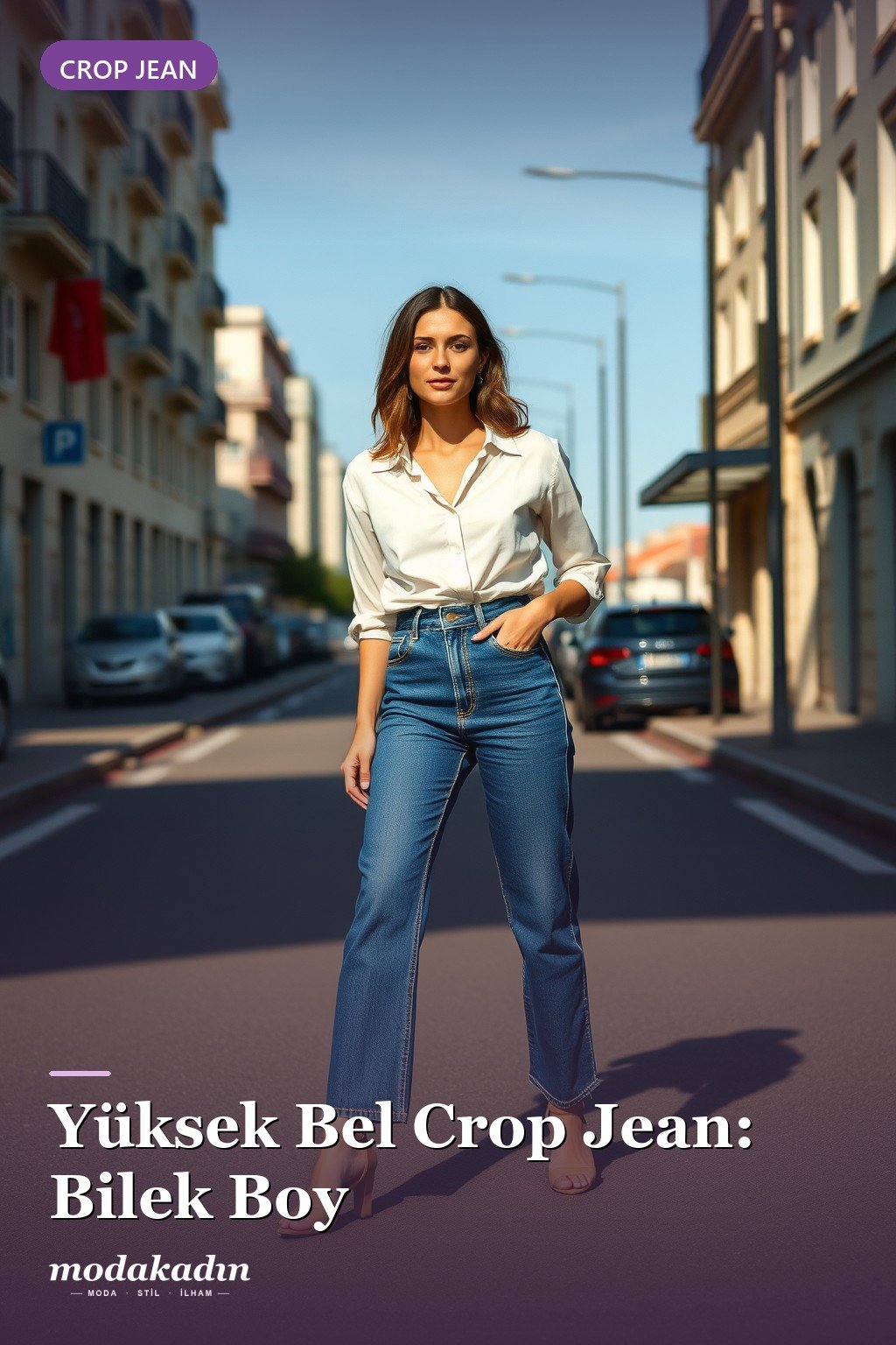Yüksek Bel Düz Jean (Crop / Bilek Boy)