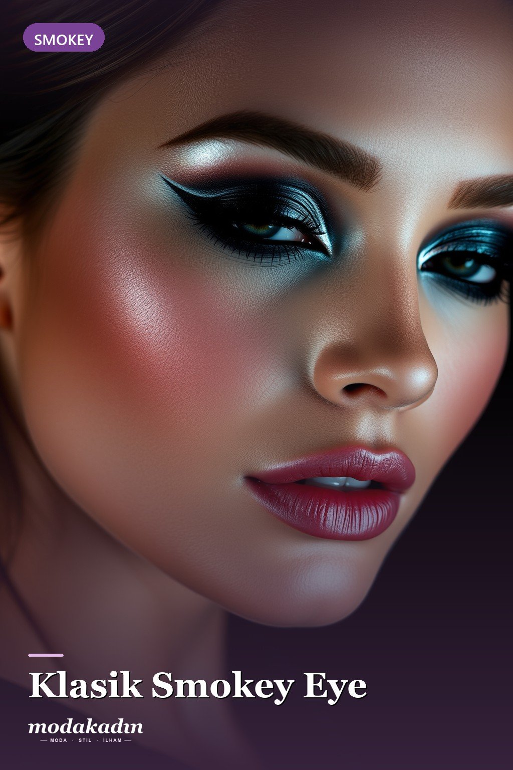 Klasik smokey eye gece makyajı Pinterest pini