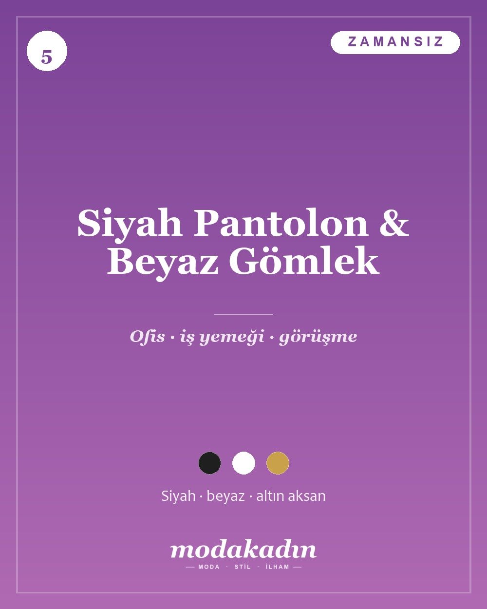 Siyah dar pantolon ve beyaz gömlek ile zamansız smart casual kombin