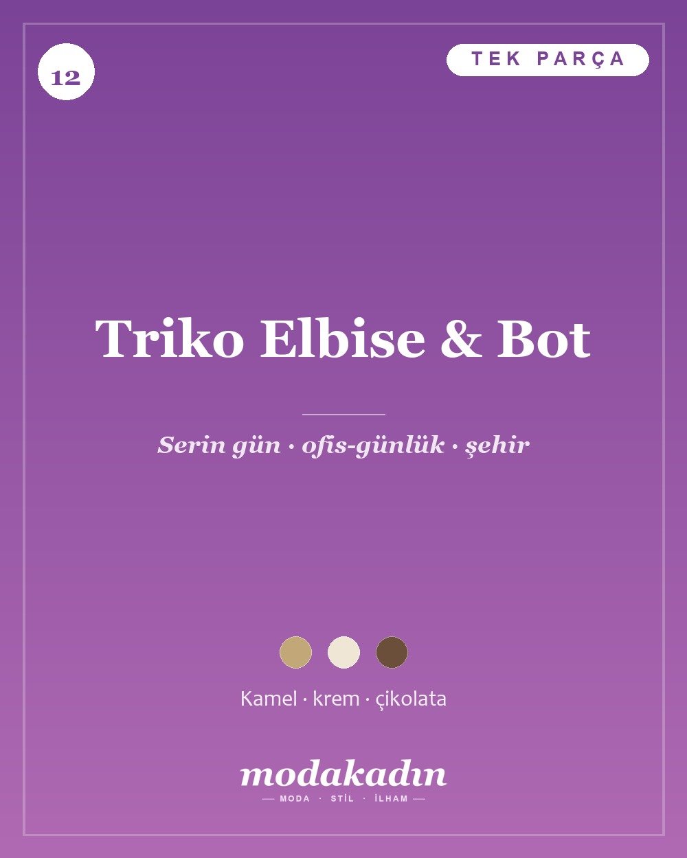 Kamel dökümlü triko midi elbise ve uzun deri bot ile şık günlük kombin