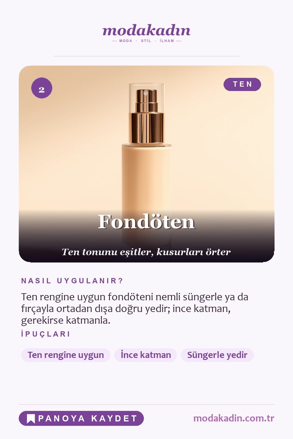 Günlük makyaj fondöten adımı Pinterest pini