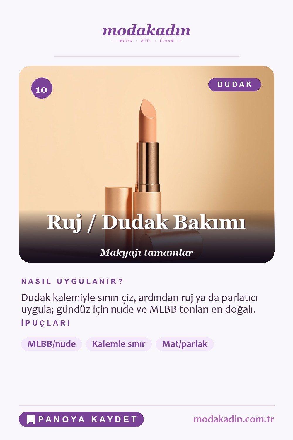 Günlük makyaj ruj adımı Pinterest pini