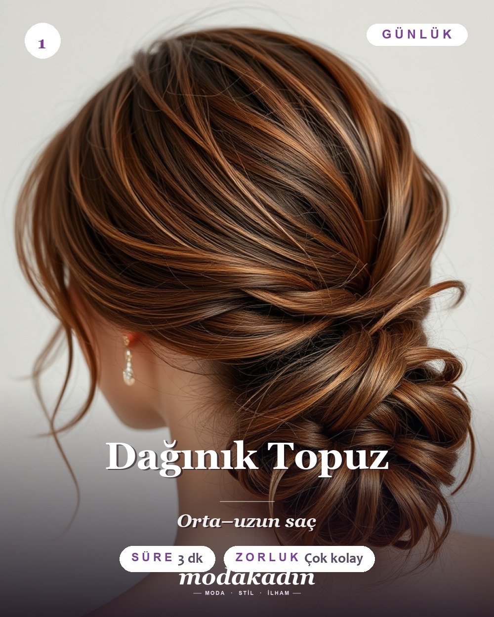 Dağınık topuz günlük saç modeli