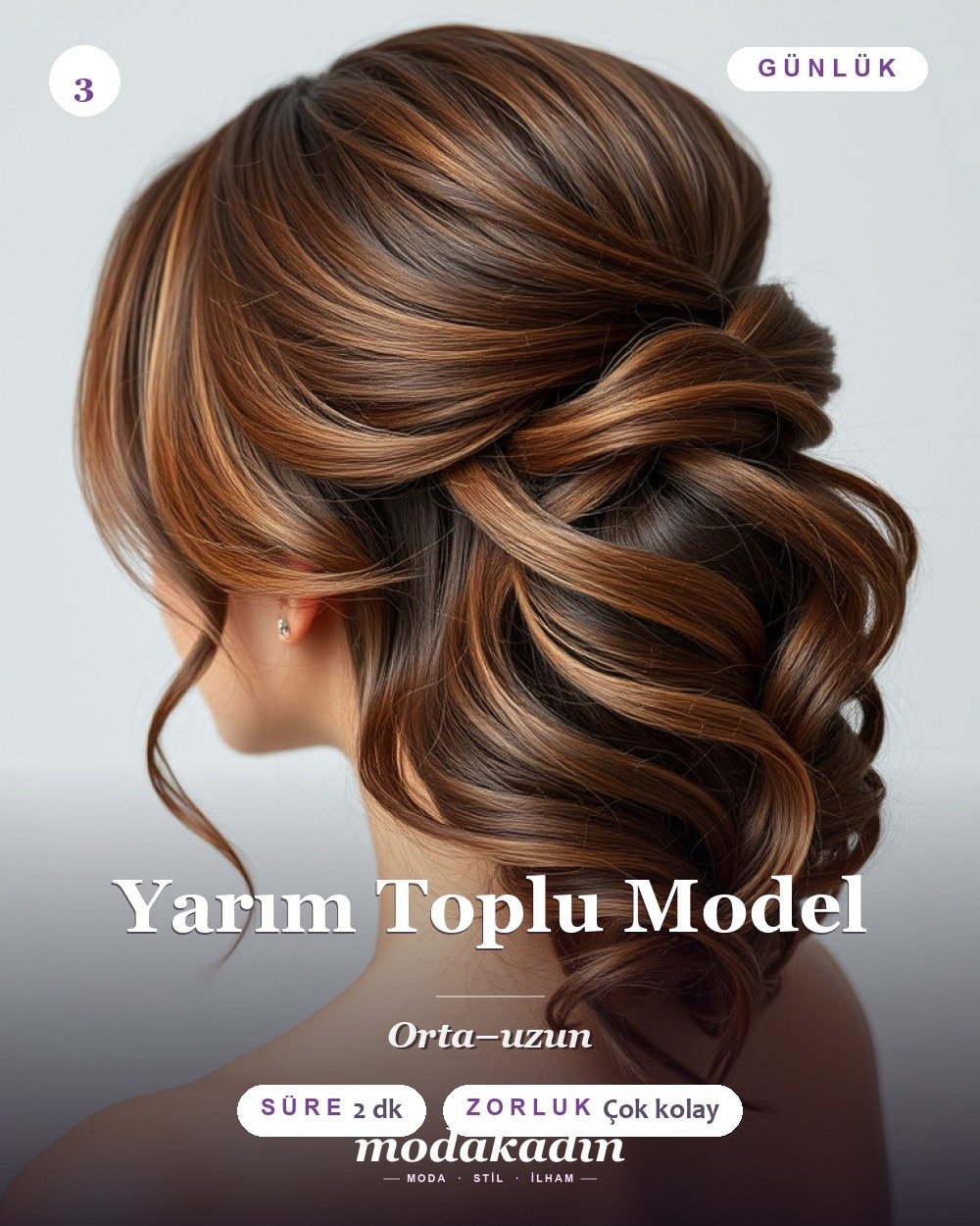 Yarım toplu günlük saç modeli