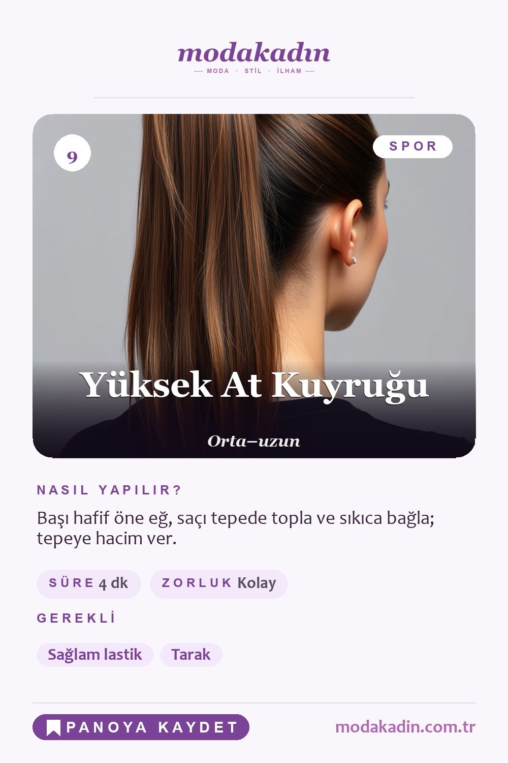 Yüksek at kuyruğu saç modeli Pinterest pini