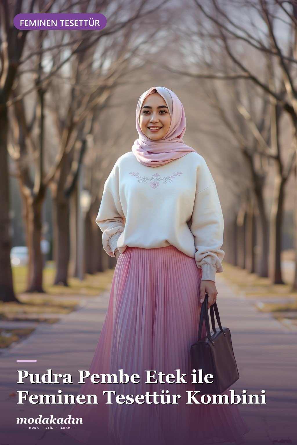Pudra Pembe Maxi Etek & Krem Sweatshirt: Feminen Günlük Şıklık